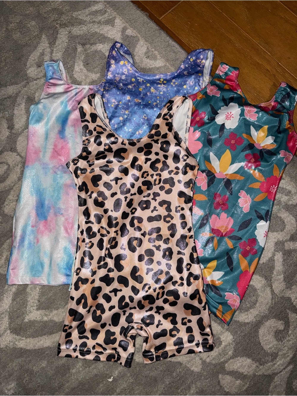 Kids Gymnastics Bundle of 4 Floral & Animal Print One-Piece Romper - Multicolor